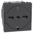 BTICINO - Socket SCHUKO/ITALIAN standard 2P+E 16A with child protection 2M color Graphite Light Now YD4140A16F
