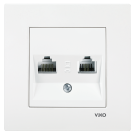 VIKO - РОЗЕТКА ТЕЛЕФОН+КОМПЮТЪР БЯЛ  (RJ 45 CAT 5e + RJ 11 ) VIKO КАРЕ