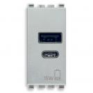 VIMAR - 20292.AC.15.N - A+C USB розетка 15W 5V 1M Алуминий EIKON