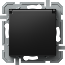 TEM - Socket SCHUKO 16A with cover and child protection color Black Logiq VQ11BBXO