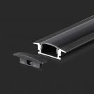V-TAC - LED Strip Mounting Kit with Diffuser Aluminum Black Housing Recessed 2000x24.7x7mm SKU: 2875