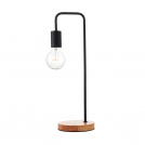 ACA LIGHTING -   KS1755BWD TABLE LAMP 1ΧΕ27 BLACK METALLIC WITH WOOD Φ18XH48cm NAXOS 