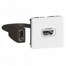 LEGRAND - HDMI розетка 2 модул с 15 см кабел Mosaic бял 78979L