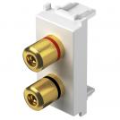 TEM - KM23PW Socket 2x Ø4mm speakers 1M, color White gloss, Modul